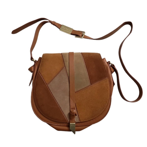 Foley + Corinna Daisy Patchwork Crossbody Leather Purse In Multi Brown